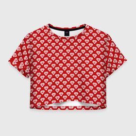 Женская футболка Crop-top 3D с принтом Бриллиант (Паттерн) в городе Новоалтайск, 100% полиэстер | круглая горловина, длина футболки до линии талии, рукава с отворотами | diamond | алмаз | бриллиант | геометрия | грани | паттерн | ромб | текстура | узор | украшения