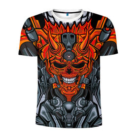 Мужская футболка 3D спортивная с принтом CyberSkull в городе Новоалтайск, 100% полиэстер с улучшенными характеристиками | приталенный силуэт, круглая горловина, широкие плечи, сужается к линии бедра | cyberpunk | evil | head | mask | mechanical | rage | robot | skull | арт | гнев | голова | демон | дьявол | злой | киберпанк | маска | механический | монстр | робот | рога | череп