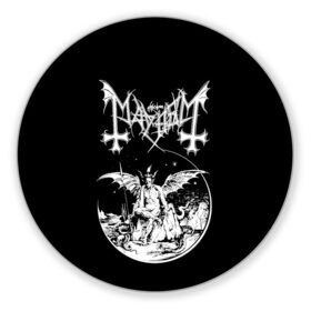 Коврик для мышки круглый с принтом Mayhem в городе Новоалтайск, резина и полиэстер | круглая форма, изображение наносится на всю лицевую часть | black | mayhem | metal | music | rock | блэк | гитара | группа | метал | музыка | рок | электрогитара
