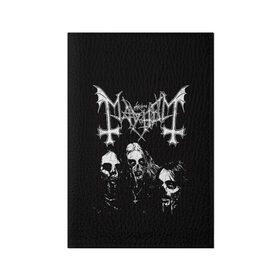 Обложка для паспорта матовая кожа с принтом Mayhem в городе Новоалтайск, натуральная матовая кожа | размер 19,3 х 13,7 см; прозрачные пластиковые крепления | black | mayhem | metal | music | rock | skull | блэк | гитара | группа | метал | музыка | рок | череп | электрогитара