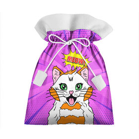Подарочный 3D мешок с принтом Meow Pop Art Cat в городе Новоалтайск, 100% полиэстер | Размер: 29*39 см | comics | kitty | meow | pop art | pop cat | retro | арт | белый кот | взгляд | глаза | голова кота | животные | киска | комикс | кот | кошак | кошечка | мем | мультяшный | мур мур | мяу | поп арт | прикол | пушистик | ретро