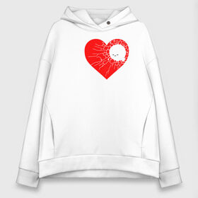 Женское худи Oversize хлопок с принтом Broken heart with cat в городе Новоалтайск, френч-терри — 70% хлопок, 30% полиэстер. Мягкий теплый начес внутри —100% хлопок | боковые карманы, эластичные манжеты и нижняя кромка, капюшон на магнитной кнопке | cat | heart | humor | valenday | валентина | валентинка | кошка | сердце | юмор