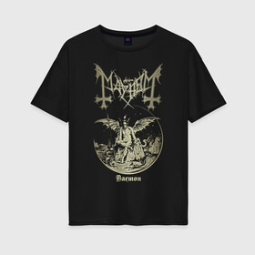 Женская футболка хлопок Oversize с принтом MAYHEM в городе Новоалтайск, 100% хлопок | свободный крой, круглый ворот, спущенный рукав, длина до линии бедер
 | black metal | mayhem | блэк метал | группа | мейхем | метал | рок