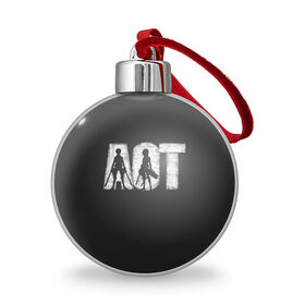 Ёлочный шар с принтом AOT в городе Новоалтайск, Пластик | Диаметр: 77 мм | aot | attack | on | titan | аккерман | арлерт | армин | атака | атакующий | бронированный | женская | звероподобный | зубастый | йегер | капрал | колоссальный | координата | леви | леонхарт | микаса