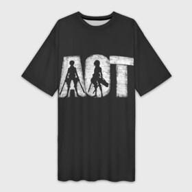 Платье-футболка 3D с принтом AOT в городе Новоалтайск,  |  | aot | attack | on | titan | аккерман | арлерт | армин | атака | атакующий | бронированный | женская | звероподобный | зубастый | йегер | капрал | колоссальный | координата | леви | леонхарт | микаса