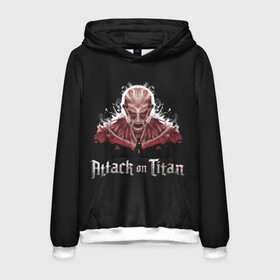 Мужская толстовка 3D с принтом AOT titan big в городе Новоалтайск, 100% полиэстер | двухслойный капюшон со шнурком для регулировки, мягкие манжеты на рукавах и по низу толстовки, спереди карман-кенгуру с мягким внутренним слоем. | aot | attack | on | titan | аккерман | арлерт | армин | атака | атакующий | бронированный | женская | звероподобный | зубастый | йегер | капрал | колоссальный | координата | леви | леонхарт | микаса