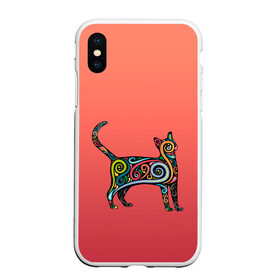 Чехол для iPhone XS Max матовый с принтом внутренний кот арт в городе Новоалтайск, Силикон | Область печати: задняя сторона чехла, без боковых панелей | Тематика изображения на принте: арт | внутренний зверь | дудлинг | завитушки | киса | кот | котик | котэ | кошка | узор | хиппи | яркий