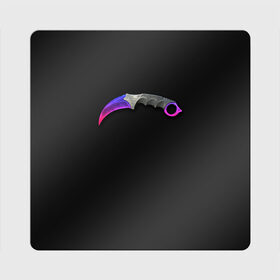 Магнит виниловый Квадрат с принтом Counter-Strike - сапфировый Керамбит в городе Новоалтайск, полимерный материал с магнитным слоем | размер 9*9 см, закругленные углы | Тематика изображения на принте: counter strike | cs go | керамбит галакси | контер страйк | кс го | ксго | оружие | пушки | скины