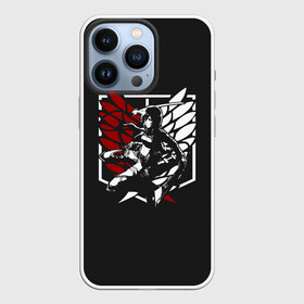 Чехол для iPhone 13 Pro с принтом Mikasa лого на черном в городе Новоалтайск,  |  | aot | attack | corps | on | titan | training | аккерман | армин | атака | бронированный | женская | звероподобный | йегер | капрал | координата | корпус | крылья | леви | микаса | молотоборец | особь | перевозчик