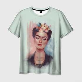 Мужская футболка 3D с принтом Frida в городе Новоалтайск, 100% полиэфир | прямой крой, круглый вырез горловины, длина до линии бедер | 8 march | 8 марта | cool girl | feminism | flower | frida | girl | kahlo | woman | в подарок | весна | девочкам | девочке | женские | женщинам | женщине | март | праздник | фем | феменизм | фрида кало | цветочки | цветы
