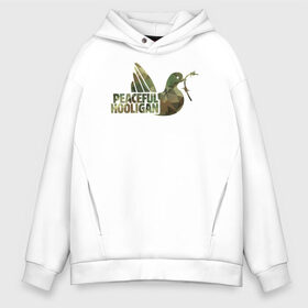 Мужское худи Oversize хлопок с принтом Peaceful Hooligan в городе Новоалтайск, френч-терри — 70% хлопок, 30% полиэстер. Мягкий теплый начес внутри —100% хлопок | боковые карманы, эластичные манжеты и нижняя кромка, капюшон на магнитной кнопке | casual | derby | hooligan | tifo | ultras | модник | околофутбола