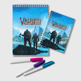 Блокнот с принтом Valheim в городе Новоалтайск, 100% бумага | 48 листов, плотность листов — 60 г/м2, плотность картонной обложки — 250 г/м2. Листы скреплены удобной пружинной спиралью. Цвет линий — светло-серый
 | Тематика изображения на принте: asgard | axe | games | gods | loki | odin | spear | steam | thor | valheim | vikings | war | асгард | боги | вальхейм | викинги | война | игры | копье | локи | один | стим | топор | тор