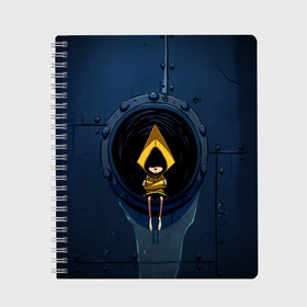 Тетрадь с принтом Little Nightmares Хоррор  в городе Новоалтайск, 100% бумага | 48 листов, плотность листов — 60 г/м2, плотность картонной обложки — 250 г/м2. Листы скреплены сбоку удобной пружинной спиралью. Уголки страниц и обложки скругленные. Цвет линий — светло-серый
 | Тематика изображения на принте: games | little nightmares | доктор | игра | игрок | литл найтмерс | моно | охотник | повар | призрак | руки | сказка | страшилка | страшный сон | хорор | хоррор | шестая
