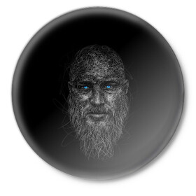 Значок с принтом Ragnar Lodbrok в городе Новоалтайск,  металл | круглая форма, металлическая застежка в виде булавки | god | odinn | ragnar | rognar | viking | vikings | бог | боец | вальхалла | варяги | викинг | викинги | воин | кельтское | лагерта | лотброк | один | рагнар | рагнар лодброк | русь | сериалы | скандинавы | славяне | язычник