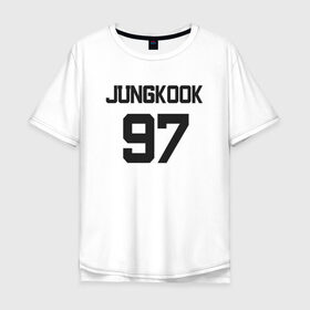Мужская футболка хлопок Oversize с принтом BTS - Jungkook 97 в городе Новоалтайск, 100% хлопок | свободный крой, круглый ворот, “спинка” длиннее передней части | boysband | bts | jungkook | jungkook 97 | k pop | korea | korean | music | бтс | джонгук | к поп | кей поп | корейская | корейский | корея | кпоп | музыка | чонгук