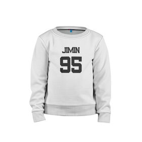 Детский свитшот хлопок с принтом BTS - Jimin 95 в городе Новоалтайск, 100% хлопок | круглый вырез горловины, эластичные манжеты, пояс и воротник | boysband | bts | jimin | jimin 95 | k pop | korea | korean | music | бтс | джимин | к поп | кей поп | корейская | корейский | корея | кпоп | музыка | чимин | чимин 95