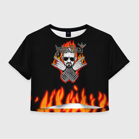 Женская футболка Crop-top 3D с принтом Judas priest в городе Новоалтайск, 100% полиэстер | круглая горловина, длина футболки до линии талии, рукава с отворотами | judas priest | metal | metallica | rock | блек метал | британский | джудас прист | логотипы рок групп | металл | металлика | музыка | рок группы | рокерские | тяжелая музыка | тяжелый металл | тяжелый рок | хеви металл