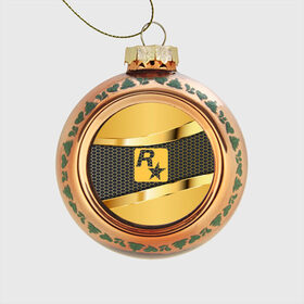 Стеклянный ёлочный шар с принтом ROCK STAR (S) в городе Новоалтайск, Стекло | Диаметр: 80 мм | game | gamer | rdr2 | red dead redemption 2 | rockstar studios | игры