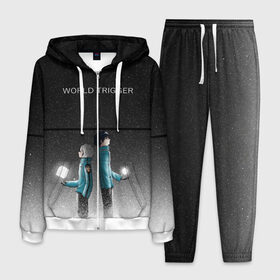 Мужской костюм 3D с принтом Импульс Мира в городе Новоалтайск, 100% полиэстер | Манжеты и пояс оформлены тканевой резинкой, двухслойный капюшон со шнурком для регулировки, карманы спереди | Тематика изображения на принте: anime | manga | osamu mikumo | world trigger | yuma kuga | аниме | импульс мира | манга | осаму | юма