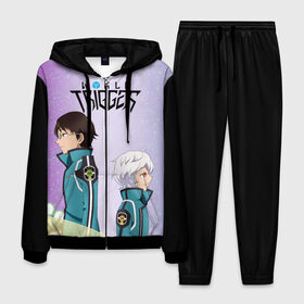 Мужской костюм 3D с принтом Импульс Мира в городе Новоалтайск, 100% полиэстер | Манжеты и пояс оформлены тканевой резинкой, двухслойный капюшон со шнурком для регулировки, карманы спереди | Тематика изображения на принте: anime | manga | osamu mikumo | world trigger | yuma kuga | аниме | импульс мира | манга | осаму | юма