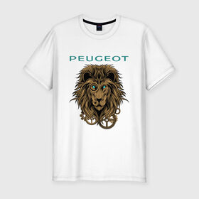 Мужская футболка хлопок Slim с принтом Peugeot Пежо (+спина) (Z) в городе Новоалтайск, 92% хлопок, 8% лайкра | приталенный силуэт, круглый вырез ворота, длина до линии бедра, короткий рукав | Тематика изображения на принте: 3008 | 408 | 5008 | auto | boxer | expert | leon | peugeot | traveller | авто | автомобиль | ам | лев | машина | пежо