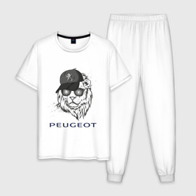 Мужская пижама хлопок с принтом Peugeot | Пежо (Z) в городе Новоалтайск, 100% хлопок | брюки и футболка прямого кроя, без карманов, на брюках мягкая резинка на поясе и по низу штанин
 | 3008 | 408 | 5008 | auto | boxer | expert | leon | peugeot | traveller | авто | автомобиль | ам | лев | машина | пежо