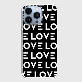 Чехол для iPhone 13 Pro с принтом LOVE (Черно Белое) в городе Новоалтайск,  |  | Тематика изображения на принте: любовь | минимализм | слова | типография