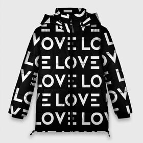 Женская зимняя куртка Oversize с принтом LOVE в городе Новоалтайск, верх — 100% полиэстер; подкладка — 100% полиэстер; утеплитель — 100% полиэстер | длина ниже бедра, силуэт Оверсайз. Есть воротник-стойка, отстегивающийся капюшон и ветрозащитная планка. 

Боковые карманы с листочкой на кнопках и внутренний карман на молнии | любовь | минимализм | слова | типография