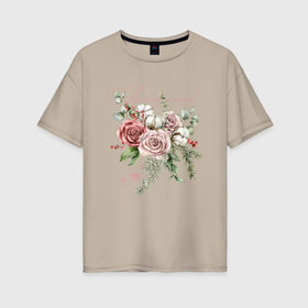 Женская футболка хлопок Oversize с принтом Spring mood в городе Новоалтайск, 100% хлопок | свободный крой, круглый ворот, спущенный рукав, длина до линии бедер
 | 8 марта | весна | девушке | женский | мама | подарок | тренд | феминизм | цветы