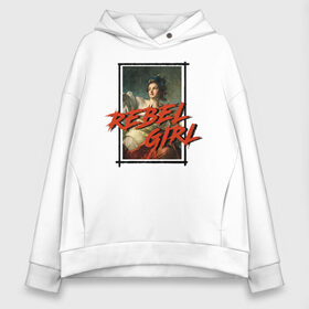 Женское худи Oversize хлопок с принтом Rebel Girl в городе Новоалтайск, френч-терри — 70% хлопок, 30% полиэстер. Мягкий теплый начес внутри —100% хлопок | боковые карманы, эластичные манжеты и нижняя кромка, капюшон на магнитной кнопке | 8 march | 8 марта | fem | feminism | flower | rebel girl | woman | в подарок | девочкам | девочке | женские | женщинам | женщине | март | праздник | самая лучшая | фем | феминизм | цветочки | цветы