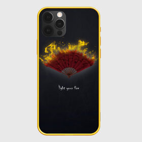 Чехол для iPhone 12 Pro Max с принтом Light your fire в городе Новоалтайск, Силикон |  | веер | желтый | зажги свой огонь | огонь | темный фон