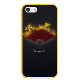 Чехол для iPhone 5/5S матовый с принтом Light your fire в городе Новоалтайск, Силикон | Область печати: задняя сторона чехла, без боковых панелей | веер | желтый | зажги свой огонь | огонь | темный фон