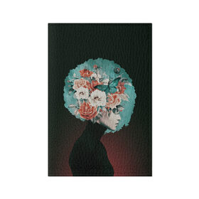 Обложка для паспорта матовая кожа с принтом Girl in flowers в городе Новоалтайск, натуральная матовая кожа | размер 19,3 х 13,7 см; прозрачные пластиковые крепления | 8 марта | лучшая в мире | мама | подарок | подарок женщине | подарок любимым | подарок на 8 марта | самая лучшая  в мире | семья