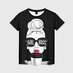 Женская футболка 3D с принтом Girl Boss в городе Новоалтайск, 100% полиэфир ( синтетическое хлопкоподобное полотно) | прямой крой, круглый вырез горловины, длина до линии бедер | 8 марта | лучшая в мире | мама | подарок | подарок женщине | подарок любимым | подарок на 8 марта | самая лучшая  в мире | семья