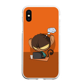Чехол для iPhone XS Max матовый с принтом Маленький Хакер в городе Новоалтайск, Силикон | Область печати: задняя сторона чехла, без боковых панелей | графика | животные | компьютер | мир  компьютеров | обезьянка | персонаж | природа | рисунок | хакер