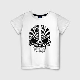 Детская футболка хлопок с принтом Skull Art в городе Новоалтайск, 100% хлопок | круглый вырез горловины, полуприлегающий силуэт, длина до линии бедер | Тематика изображения на принте: art | body | bones | dead | drawing | face | graffiti | head | roses | skeleton | skul | skull | ад | арт | голова | граффити | зло | кости | лицо | металл | нарисованный | розы | рок | скелет | скул | скулл | три черепа | тьма