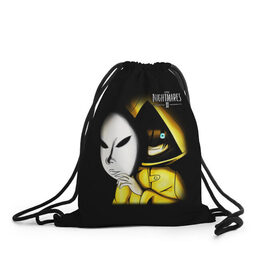 Рюкзак-мешок 3D с принтом Little Nightmares 2 MASK в городе Новоалтайск, 100% полиэстер | плотность ткани — 200 г/м2, размер — 35 х 45 см; лямки — толстые шнурки, застежка на шнуровке, без карманов и подкладки | little nightmares | little nightmares 2 | mask | игра | литл нигмарес | литл нигмарес 2 | литл нигхтмарес | литл нигхтмарес 2 | маска | ужас | хоррор | шестая