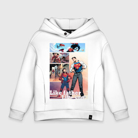 Детское худи Oversize хлопок с принтом SUPERMAN & SUPERBOY в городе Новоалтайск, френч-терри — 70% хлопок, 30% полиэстер. Мягкий теплый начес внутри —100% хлопок | боковые карманы, эластичные манжеты и нижняя кромка, капюшон на магнитной кнопке | clark kent | dc | dc comics | john kent | metropolys | smallwille | superboy | superhero | superman | supermen | superson | джон кент | диси | диси комиксы | кларк кент | метрополис | смолвиль | супербой | супермен | суперсын