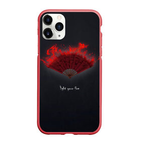 Чехол для iPhone 11 Pro матовый с принтом Light your fire в городе Новоалтайск, Силикон |  | light your fire | веер | зажги свой огонь | красное пламя | огонь | темный фон