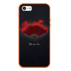 Чехол для iPhone 5/5S матовый с принтом Light your fire в городе Новоалтайск, Силикон | Область печати: задняя сторона чехла, без боковых панелей | light your fire | веер | зажги свой огонь | красное пламя | огонь | темный фон
