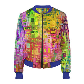 Женский бомбер 3D с принтом Системный сбой в городе Новоалтайск, 100% полиэстер | застегивается на молнию, по бокам два кармана без застежек, мягкие манжеты, по низу бомбера и на воротнике — эластичная резинка | art | casual | абстракция | арт | глитч | искусство | краски | минимализм | смешение | текстура