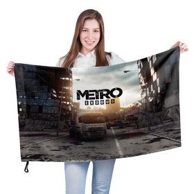 Флаг 3D с принтом Metro Exodus в городе Новоалтайск, 100% полиэстер | плотность ткани — 95 г/м2, размер — 67 х 109 см. Принт наносится с одной стороны | 2033 | exodus | metro | metro 2033 | metro exodus | stalker | апокалипсис | диггер | дигеры | метро | разрушка | эпидемия