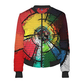 Женский бомбер 3D с принтом Центрифуга красок в городе Новоалтайск, 100% полиэстер | застегивается на молнию, по бокам два кармана без застежек, мягкие манжеты, по низу бомбера и на воротнике — эластичная резинка | art | casual | абстракция | арт | искусство | краски | мазки | мазок | спираль | структура | текстура