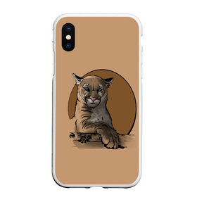Чехол для iPhone XS Max матовый с принтом Горный лев в городе Новоалтайск, Силикон | Область печати: задняя сторона чехла, без боковых панелей | большая кошка | графика | дикий мир | животное | кошка | персонаж | природа | рисунок | хищник