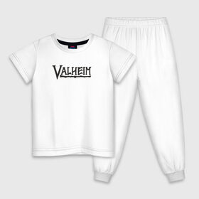 Детская пижама хлопок с принтом Valheim logo в городе Новоалтайск, 100% хлопок |  брюки и футболка прямого кроя, без карманов, на брюках мягкая резинка на поясе и по низу штанин
 | valheim | valheim логотип | вальхейм | выживание | игра | игры