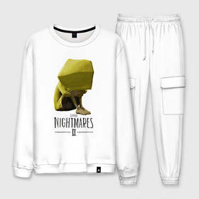 Мужской костюм хлопок с принтом Little Nightmares в городе Новоалтайск, 100% хлопок | на свитшоте круглая горловина, мягкая резинка по низу. Брюки заужены к низу, на них два вида карманов: два “обычных” по бокам и два объемных, с клапанами, расположенные ниже линии бедра. Брюки с мягкой трикотажной резинкой на поясе и по низу штанин. В поясе для дополнительного комфорта — широкие завязки | little nightmares | игра | страшилка | страшная игра | ужас | хоррор