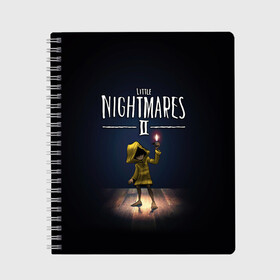 Тетрадь с принтом Little Nightmares 2 пламя в городе Новоалтайск, 100% бумага | 48 листов, плотность листов — 60 г/м2, плотность картонной обложки — 250 г/м2. Листы скреплены сбоку удобной пружинной спиралью. Уголки страниц и обложки скругленные. Цвет линий — светло-серый
 | little nightmares | little nightmares 2 | игра | литл нигмарес | литл нигмарес 2 | литл нигхтмарес | литл нигхтмарес 2 | ужас | хоррор