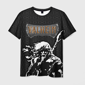 Мужская футболка 3D с принтом Valheim Viking. в городе Новоалтайск, 100% полиэфир | прямой крой, круглый вырез горловины, длина до линии бедер | fejd | valheim | вальхейм | викинг | викинги | выживание | выживач | игра
