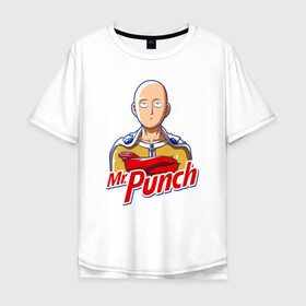 Мужская футболка хлопок Oversize с принтом Mr.Punch в городе Новоалтайск, 100% хлопок | свободный крой, круглый ворот, “спинка” длиннее передней части | anime | japan | man | manga | mr | one | proper | punch | saitama | tegunvteg | аниме | ванпанчмен | манга | мистер | мульт | пропер | сайтама | япония