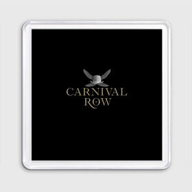 Магнит 55*55 с принтом Карнивал Роу - Carnival Row в городе Новоалтайск, Пластик | Размер: 65*65 мм; Размер печати: 55*55 мм | Тематика изображения на принте: carnival row | волшебный | исторический | карнивал роу | крылья | лого | логотип | подарок | сериал | сказка | фея | черный | шляпа